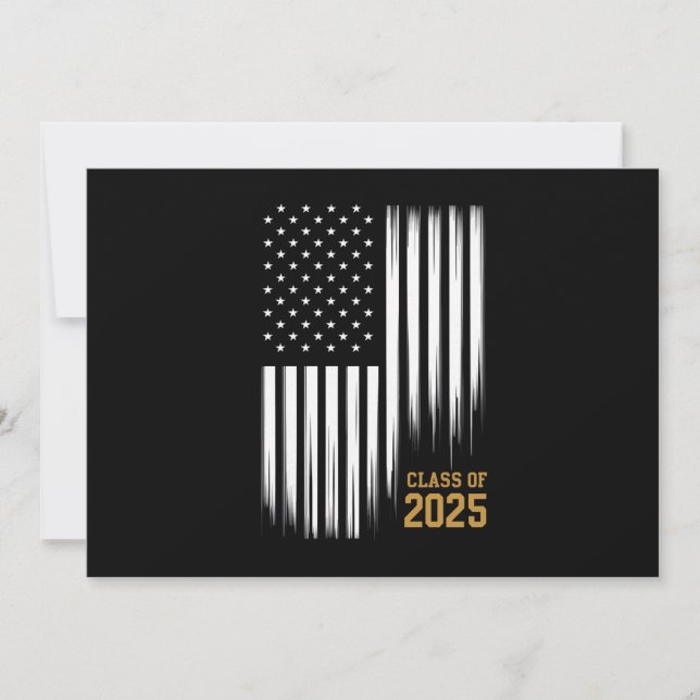 Class Of 2025 Senior American Flag Graduation  Invitation (Front)