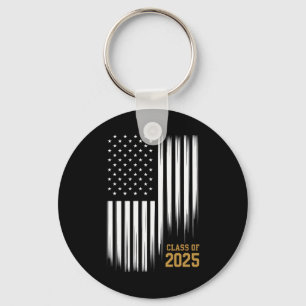 Class Of 2025 Senior American Flag Graduation Keychain