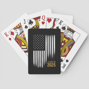 Class Of 2025 Senior American Flag Graduation Poker Cards