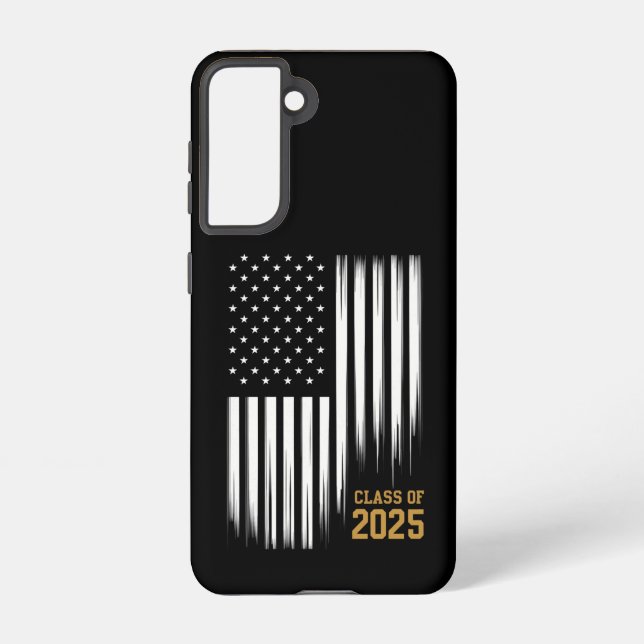 Class Of 2025 Senior American Flag Graduation  Samsung Galaxy Case (Back)