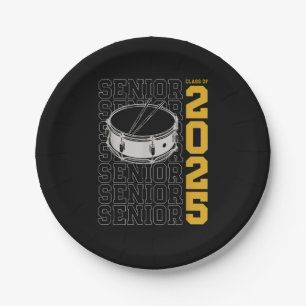 Class of 2025 Senior Drums for Drummer Or Percussi Paper Plates
