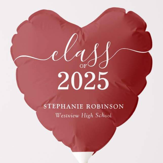 Class of 2025 Simple Modern Red Graduation  Balloon (Front)