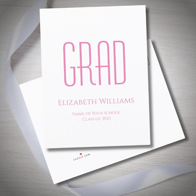 Class of 2025 Simple Pink Typography Graduation  Announcement Postcard (Creator Uploaded)