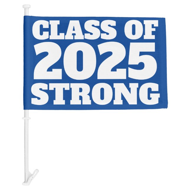 Class of 2025 strong blue graduate car flag (Front)