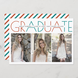 Class of 2025 terracotta and teal graduation photo invitation