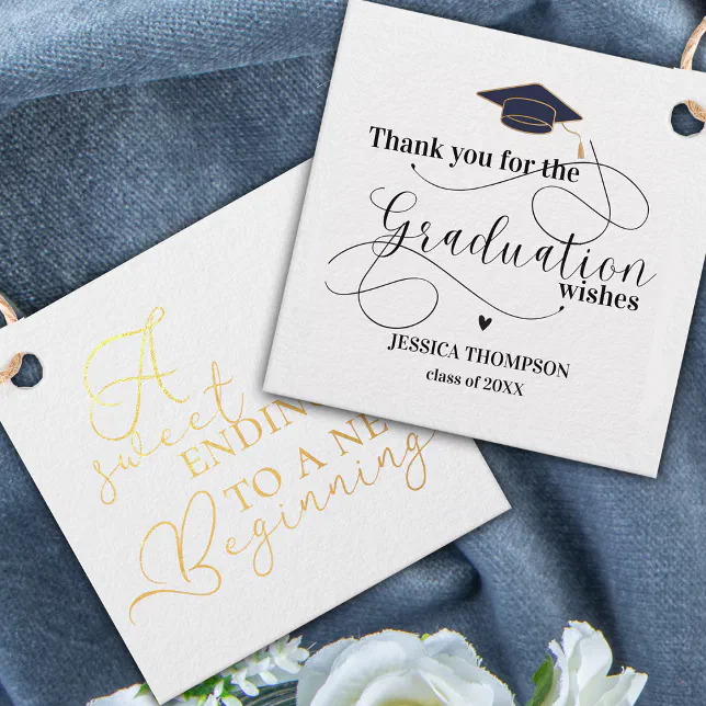 Class of 2025 Thank You for the Graduation Wishes Foil Favor Tags | Zazzle