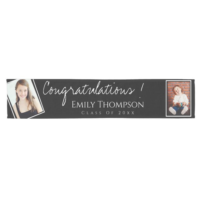Class Of 2025 Two Photo Congrats Grad Table Runner (Horizontal)