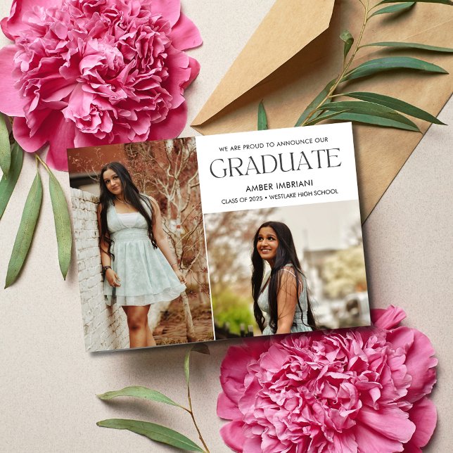 Class of 2025 Two Photo Graduation Announcement (Class of 2025 Two Photo Graduation Announcement)