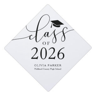 Class of 2025 White Graduation Graduation Cap Topper