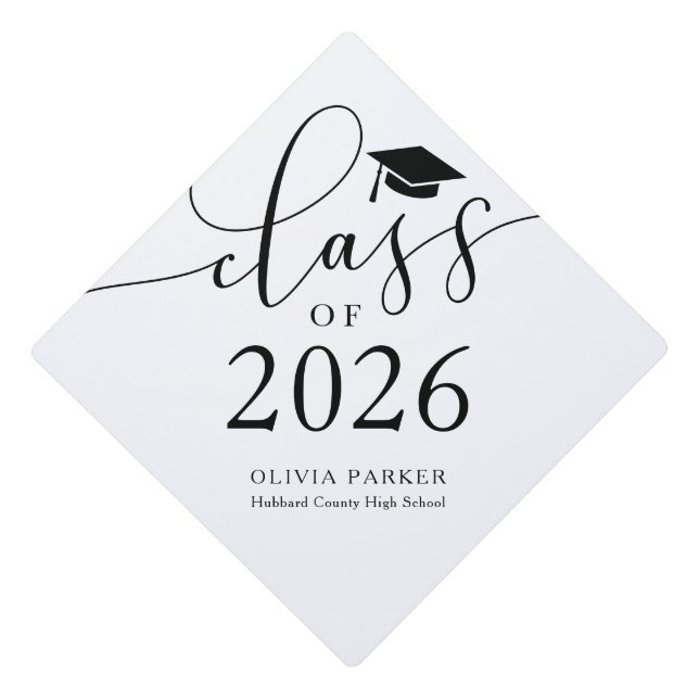 Class of 2025 White Graduation   Graduation Cap Topper (Front)