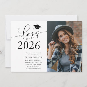 Class of 2025 White Graduation Party Photo Invitation