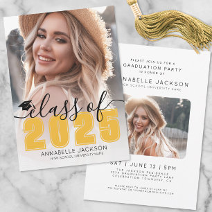 Class Of 2025 Yellow Graduate Photo Graduation Invitation