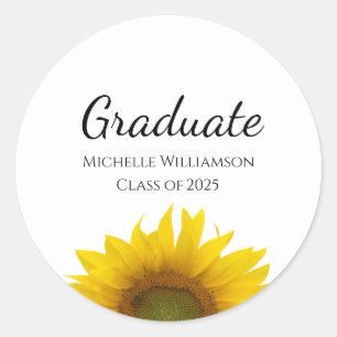 Class of 2025 Yellow Sunflower Graduation Classic Round Sticker