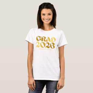 Class of 2026 2 Black and Gold Typography T-Shirt