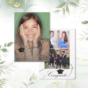 Class of 2026 4 photo collage script graduation announcement