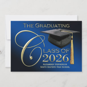 Class of 2026 5x7 Blue Graduation Announcement