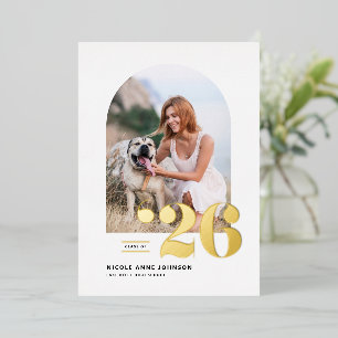Class of 2026 Arch Photo Graduation Gold Foil Invitation