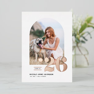 Class of 2026 Arch Photo Graduation Rose Gold Foil Invitation