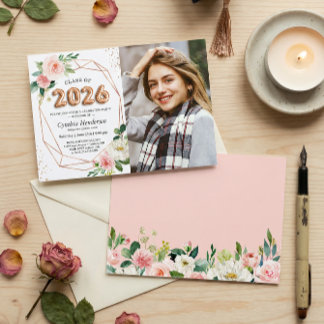 Class of 2026 Balloon Letters Photo Graduation Invitation