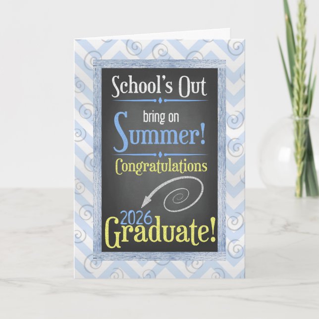 Class of 2026 Beach Chalkboard Themed Graduation Card (Front)