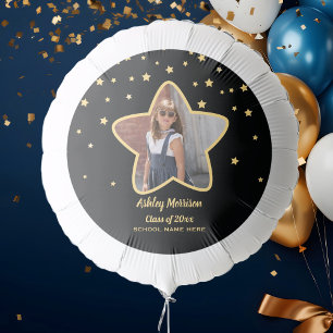 Class of 2026 Black and Gold Graduation Star Photo Balloon