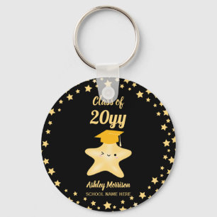 Class of 2026 Black and Gold Super Star Graduation Keychain