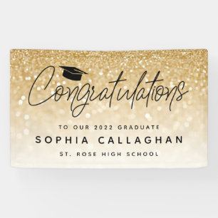 Class of 2026 Black Gold Photo Graduation Banner