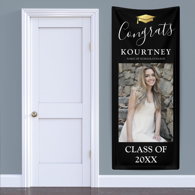 Class of 2026 Black Gold Photo Graduation Door Banner (Creator Uploaded)