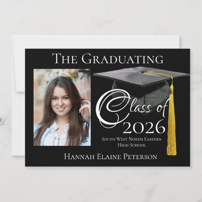 Class of 2026 Black Graduation Announcement (Front)