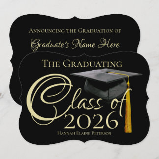 Class of 2026 Black Graduation Announcement Tassel