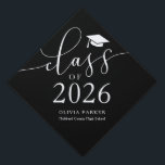 Class of 2026 Black Graduation   Cap Topper<br><div class="desc">Perfect custom graduation cap for the graduate! Celebrate their accomplishment in style with this graduation cap topper. It says "Class of 2026" in typography text against a black background. Personalize this product by adding their name and school name.</div>