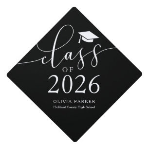 Class of 2026 Black Graduation   Cap Topper