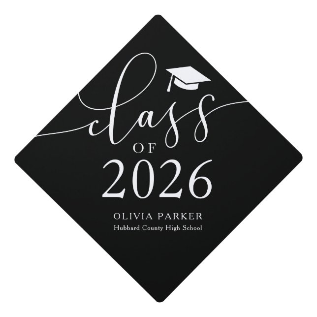 Class of 2026 Black Graduation   Cap Topper (Front)