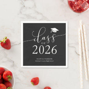 Class of 2026 Black Graduation Party Napkins