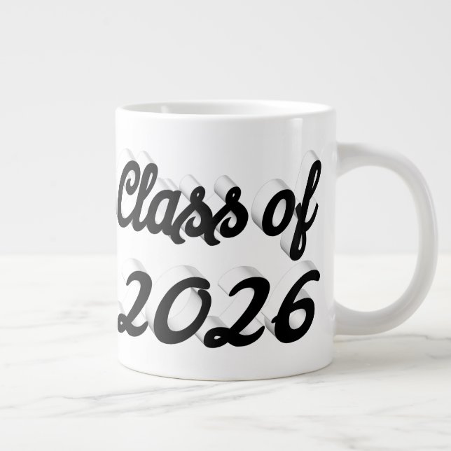 Class of 2026 black script graduation giant coffee mug (Right)