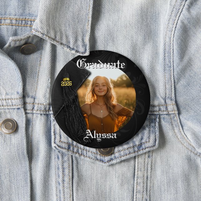 Class of 2026 Black Tassel Dignified Graduation Button (In Situ)