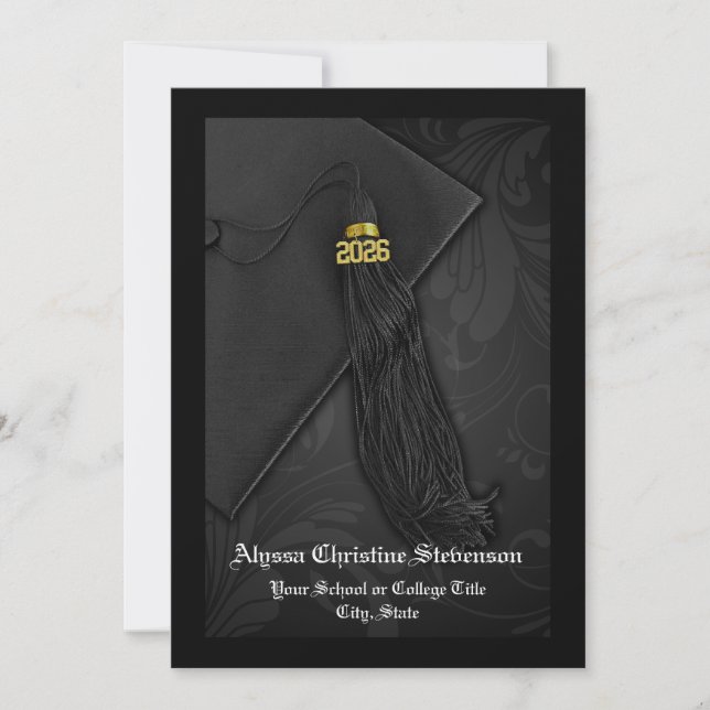 Class of 2026 Black Tassel Dignified Graduation Invitation (Front)