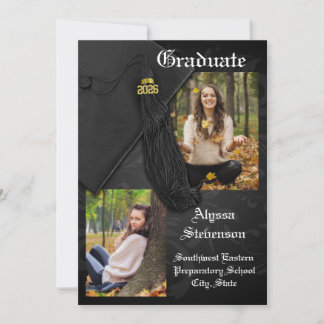 Class of 2026 Black Tassel Dignified Graduation Invitation