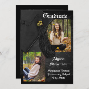 Class of 2026 Black Tassel Dignified Graduation Invitation