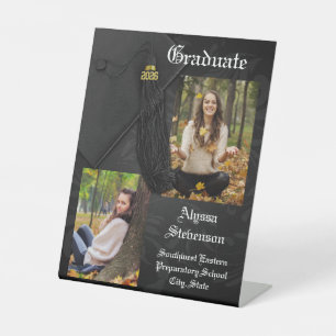 Class of 2026 Black Tassel Dignified Graduation Pedestal Sign