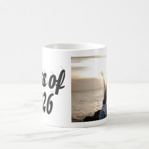 Class of 2026 black text graduation photo coffee mug