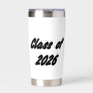 Class of 2026 black typography graduation insulated tumbler