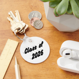 Class of 2026 black typography graduation keychain