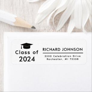  Class of 2026 Black White Graduation Return Label