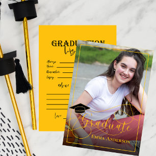 Class of 2026 Black & Yellow Photo Graduation Advice Card