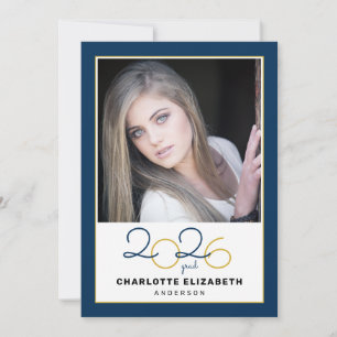 Class of 2026 Blue 2 Photo Graduation Invitation