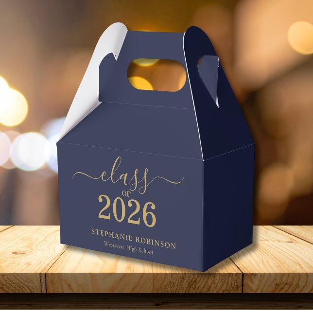 Class of 2026 Blue Gold Script Graduation   Favor Boxes (Creator Uploaded)