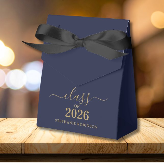 Class of 2026 Blue Gold Script Graduation   Favor Boxes (Creator Uploaded)
