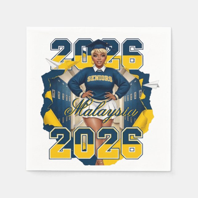 Class of 2026 Blue & Gold Senior Graduation  Napkins (Front)