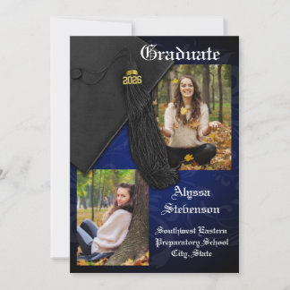 Class of 2026 Blue Tassel Dignified Graduation Invitation